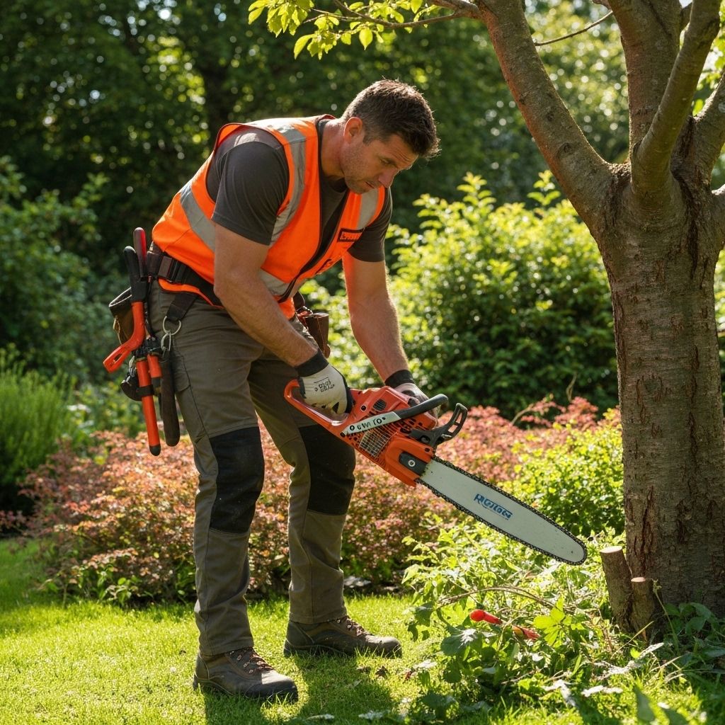 Professional arborist working on tree care
